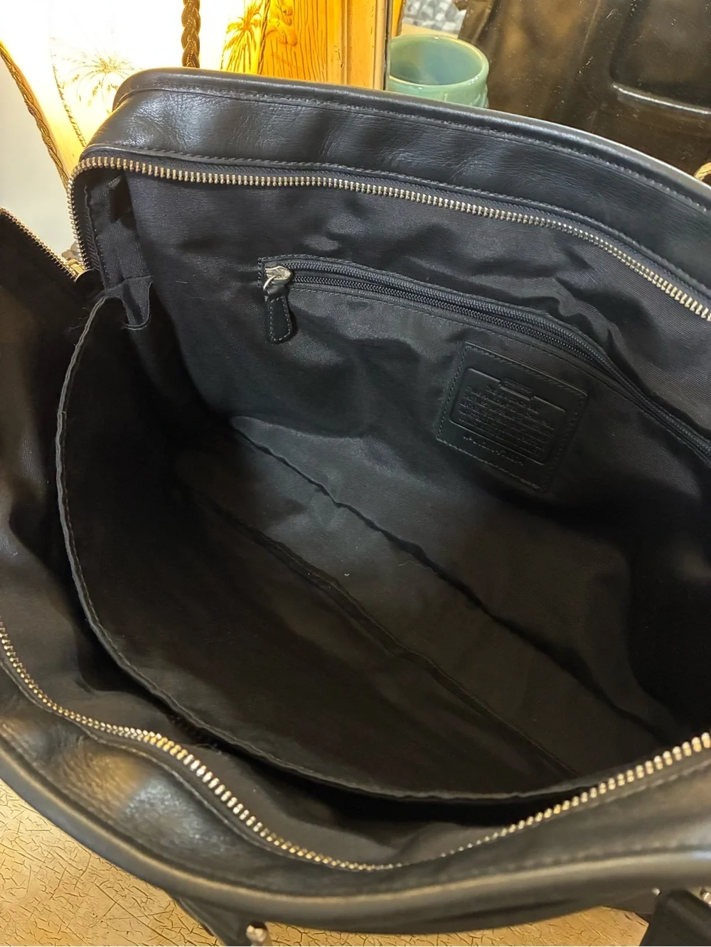 Coach A1269-F70374 Black Leather Laptop Briefcase 2 Way Carry Handles & Strap